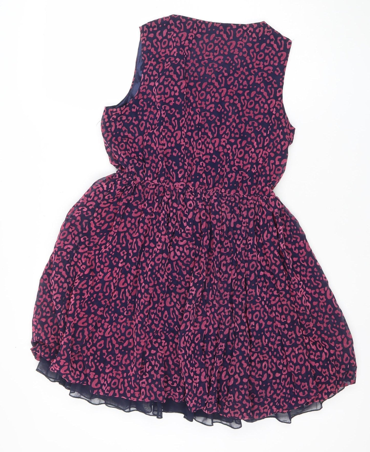 Classy Women's Multicoloured Leopard Fit & Flare Sleeveless Dress Size 2