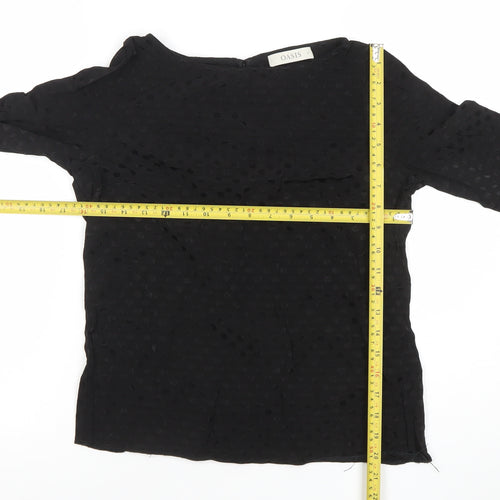 Oasis Women's Black Polka Dot Chiffon Long Sleeve Blouse Size 8