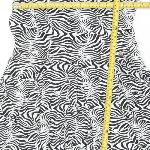 Mela Loves London Women’s Black Zebra Off Shoulder Fit & Flare Dress Size 12