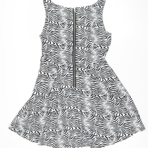 Mela Loves London Women’s Black Zebra Off Shoulder Fit & Flare Dress Size 12