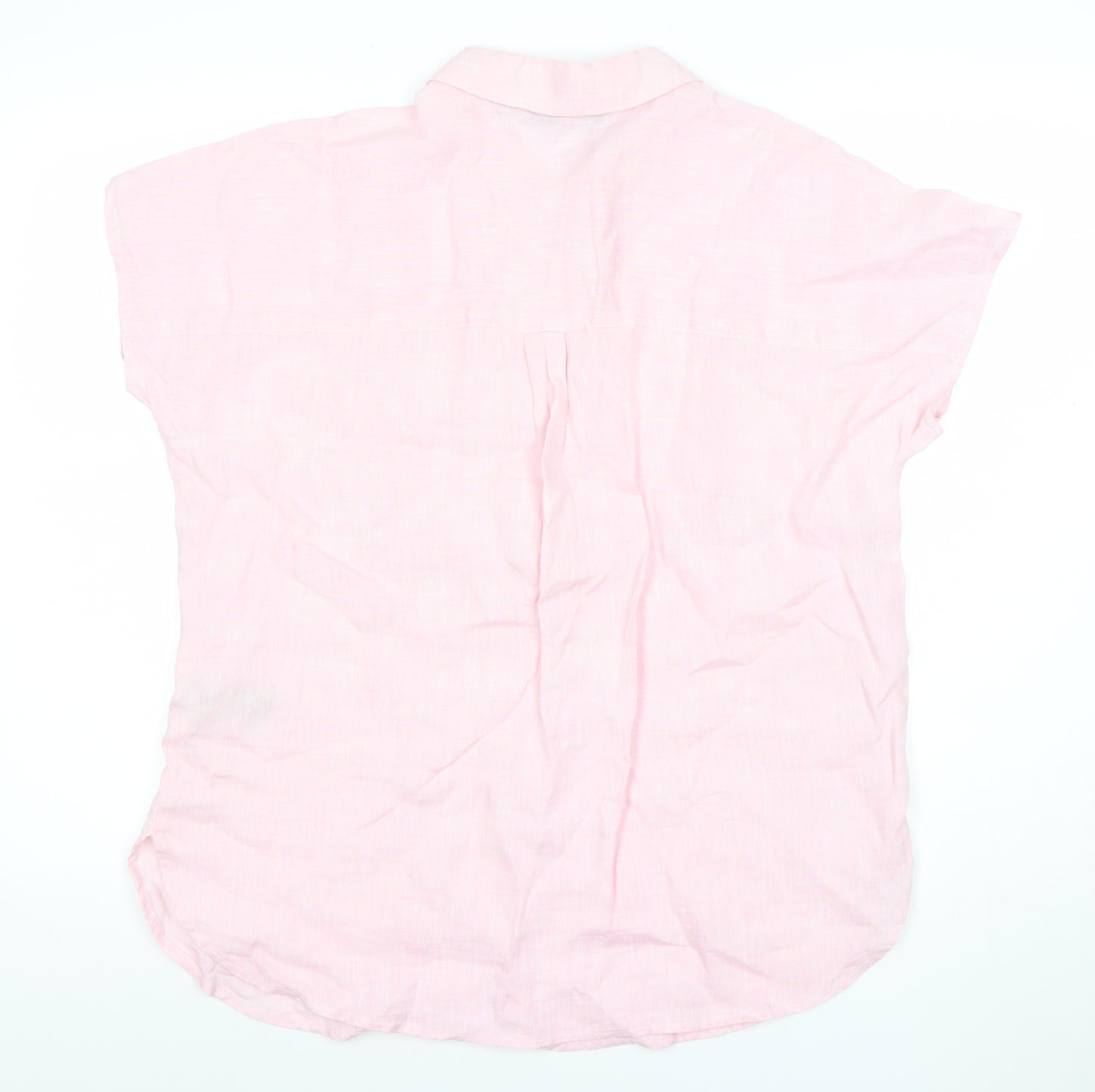 Paul Costelloe Living Women's Light Pink Linen Button-Up Shirt Size 14