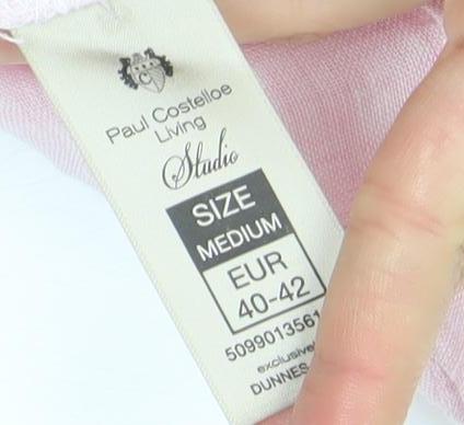 Paul Costelloe Living Women's Light Pink Linen Button-Up Shirt Size 14