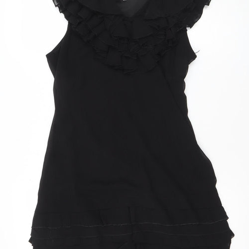 E-vie Women’s Black One Shoulder Ruffle Shift Dress Size 12