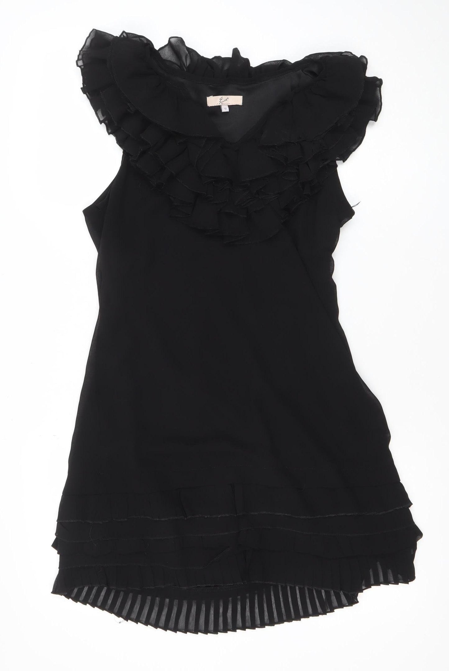 E-vie Women’s Black One Shoulder Ruffle Shift Dress Size 12