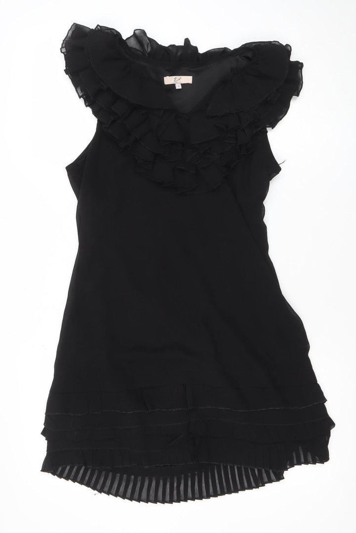 E-vie Women’s Black One Shoulder Ruffle Shift Dress Size 12