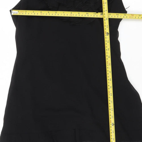 E-vie Women’s Black One Shoulder Ruffle Shift Dress Size 12