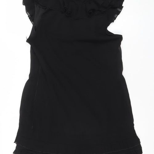 E-vie Women’s Black One Shoulder Ruffle Shift Dress Size 12