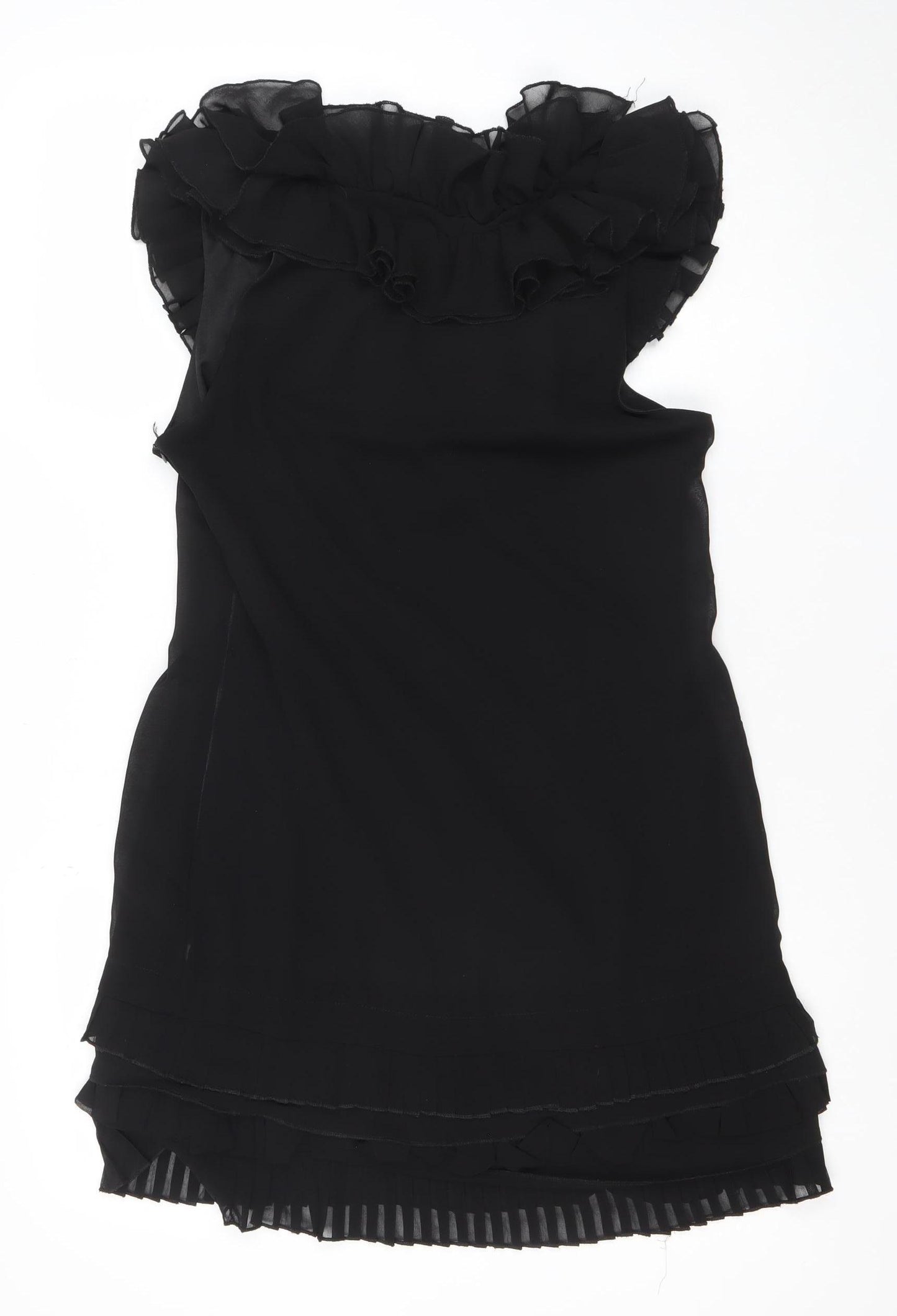 E-vie Women’s Black One Shoulder Ruffle Shift Dress Size 12
