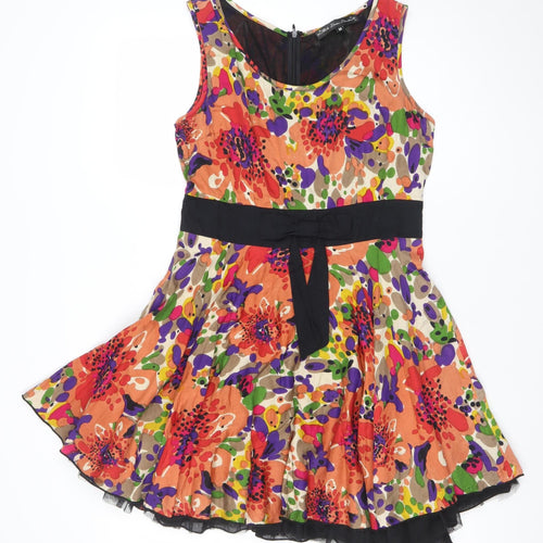 Mela Loves London Women's Multicoloured Floral Fit & Flare Dress M