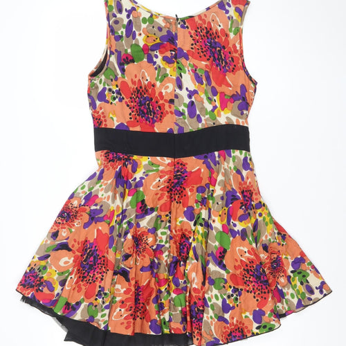 Mela Loves London Women's Multicoloured Floral Fit & Flare Dress M