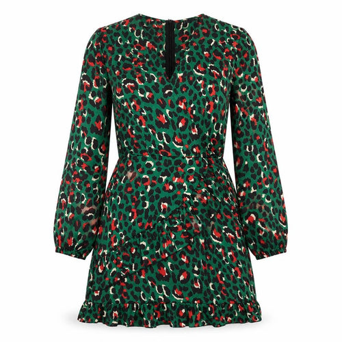 Quiz Womens Multicoloured Animal Print Ruffle Wrap Dress Size 12