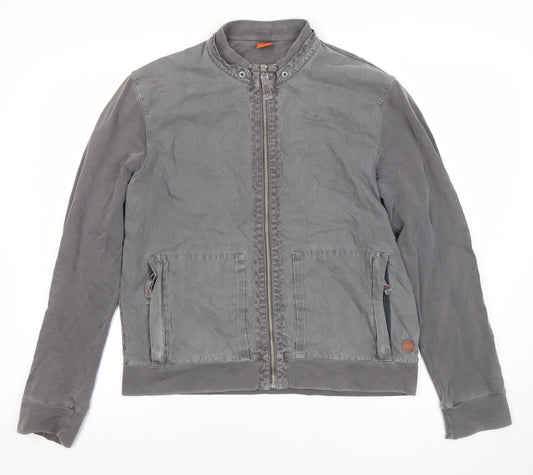 Hugo Boss Mens Grey Cotton Bomber Jacket Size M Casual Lightweight