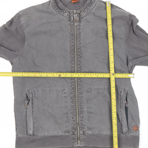 Hugo Boss Mens Grey Cotton Bomber Jacket Size M Casual Lightweight