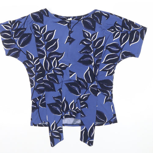 Monsoon Women’s Blue Floral Short Sleeve Wrap Blouse Size 10