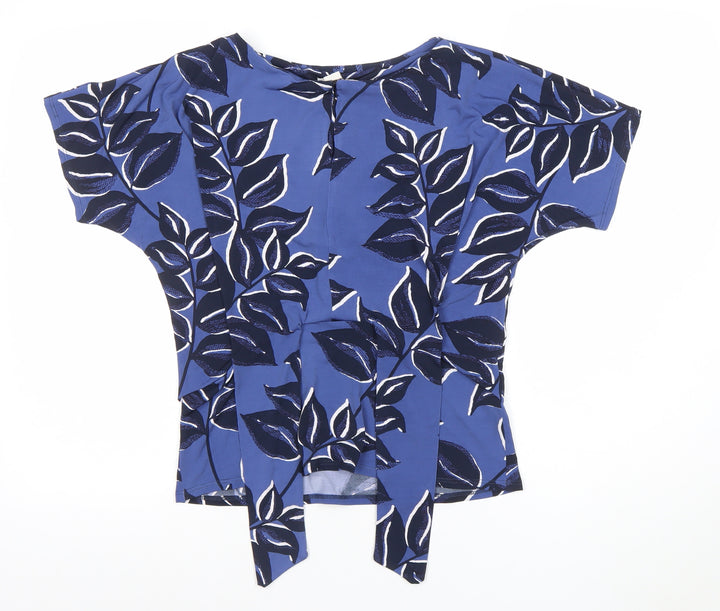 Monsoon Women’s Blue Floral Short Sleeve Wrap Blouse Size 10