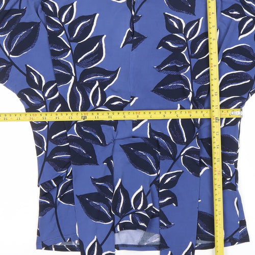 Monsoon Women’s Blue Floral Short Sleeve Wrap Blouse Size 10