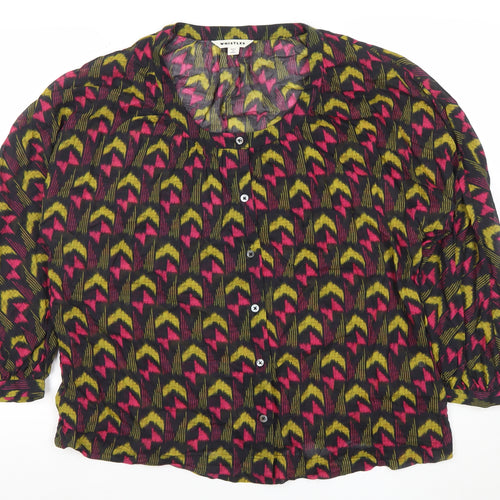 Whistles Women's Multicoloured Geometric Cotton Tunic Blouse Size 16