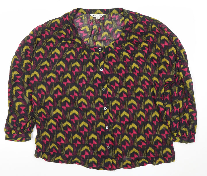 Whistles Women's Multicoloured Geometric Cotton Tunic Blouse Size 16