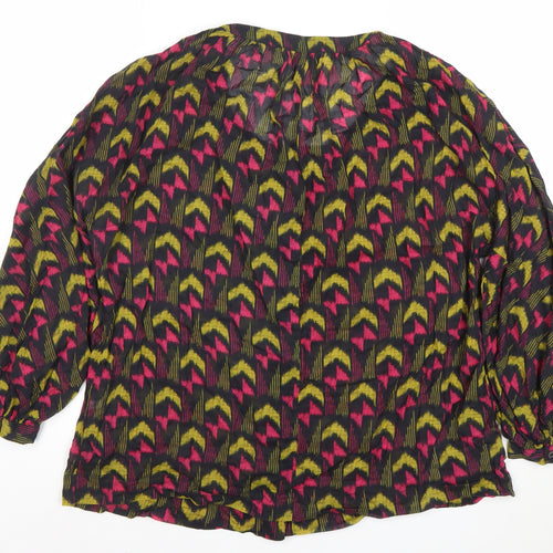 Whistles Women's Multicoloured Geometric Cotton Tunic Blouse Size 16