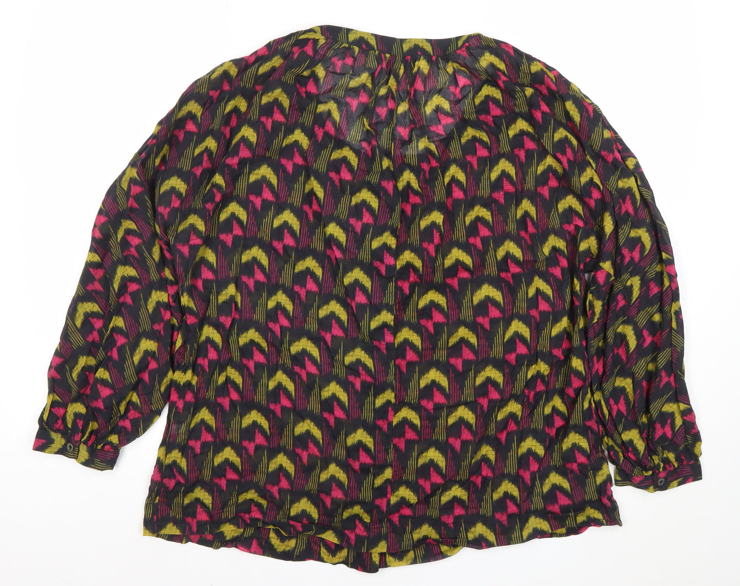 Whistles Women's Multicoloured Geometric Cotton Tunic Blouse Size 16