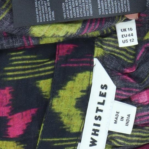 Whistles Women's Multicoloured Geometric Cotton Tunic Blouse Size 16