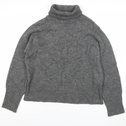 Zara Women Grey Wool Roll Neck Knit Jumper Size M
