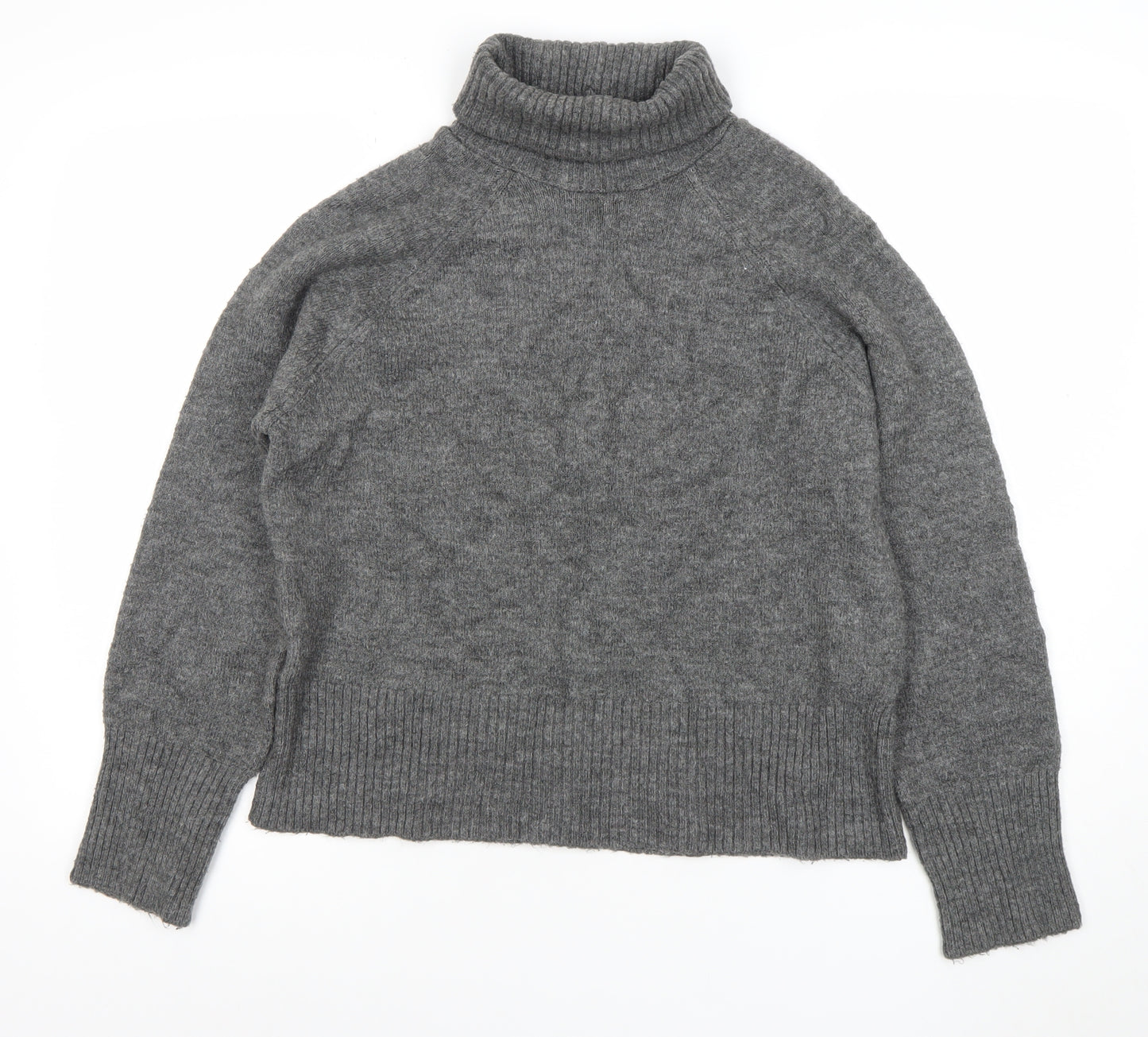 Zara Women Grey Wool Roll Neck Knit Jumper Size M