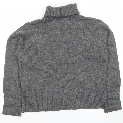 Zara Women Grey Wool Roll Neck Knit Jumper Size M