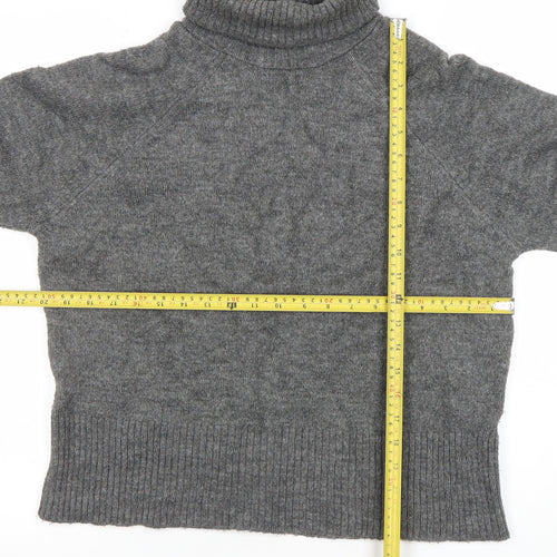 Zara Women Grey Wool Roll Neck Knit Jumper Size M