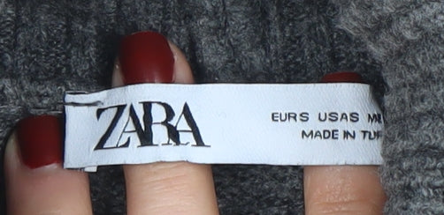 Zara Women Grey Wool Roll Neck Knit Jumper Size M