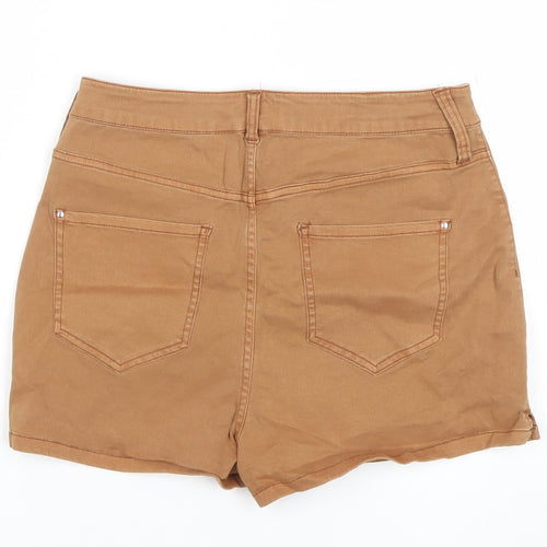River Island Women Brown Size 14 Chino Shorts Stretch Twill High Rise