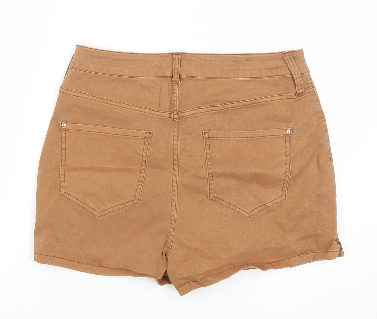 River Island Women Brown Size 14 Chino Shorts Stretch Twill High Rise
