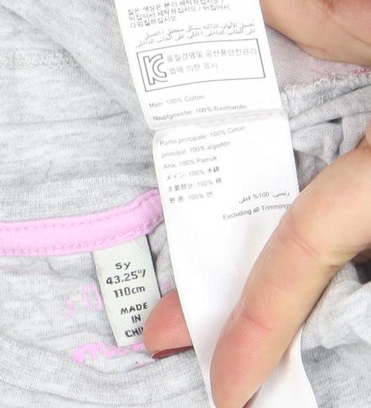 Joules Girls Grey Unicorn Sequin Long Sleeve Cotton T-Shirt 5 Years