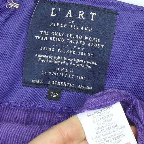River Island Women Purple One Shoulder Ruffle Satin Blouse Size 12