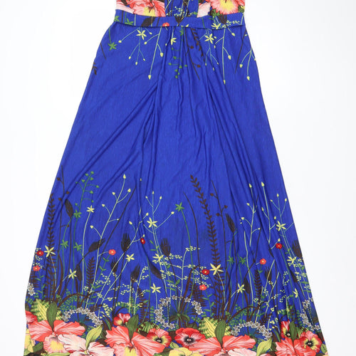 Apricot Women’s Blue Floral Maxi Strapless Jersey Summer Dress M