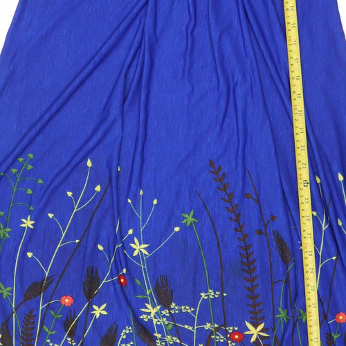 Apricot Women’s Blue Floral Maxi Strapless Jersey Summer Dress M