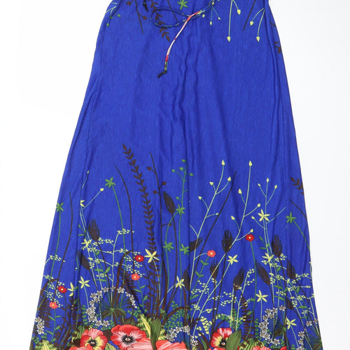 Apricot Women’s Blue Floral Maxi Strapless Jersey Summer Dress M