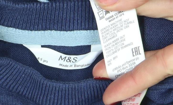 Marks and Spencer Girls Blue Sequin Unicorn Pullover Jumper 4-5 Years