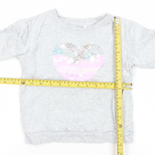 John Lewis Girls Grey Sequin Heart Pullover Sweatshirt 4 Years