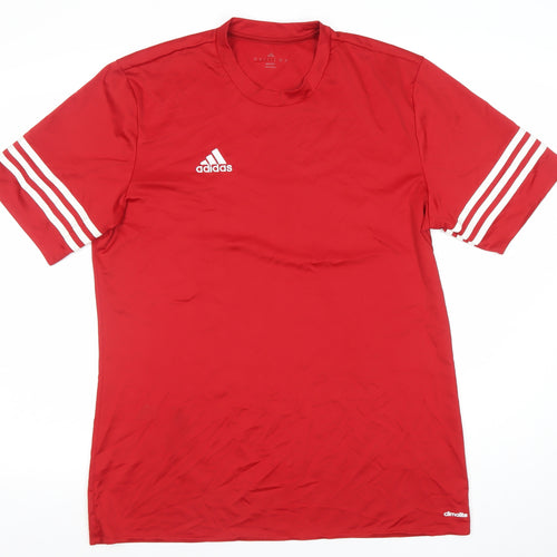 Adidas Men's Red Climalite Short Sleeve Jersey T-Shirt Size L