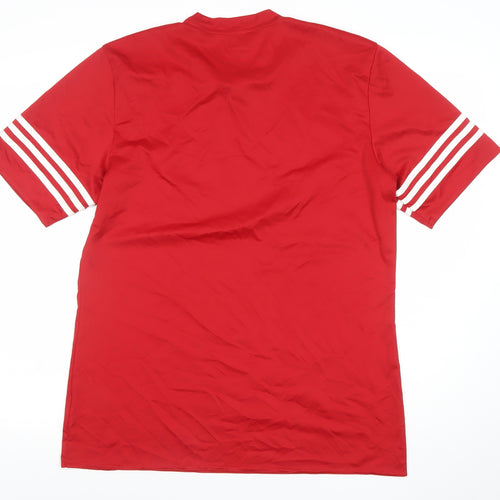 Adidas Men's Red Climalite Short Sleeve Jersey T-Shirt Size L