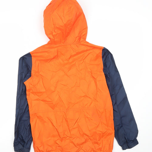 Columbia Boys Orange Windbreaker Jacket Hooded Lightweight 10-12 Years