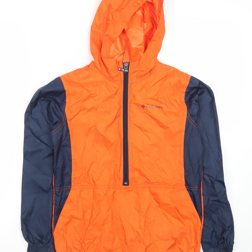 Columbia Boys Orange Windbreaker Jacket Hooded Lightweight 10-12 Years