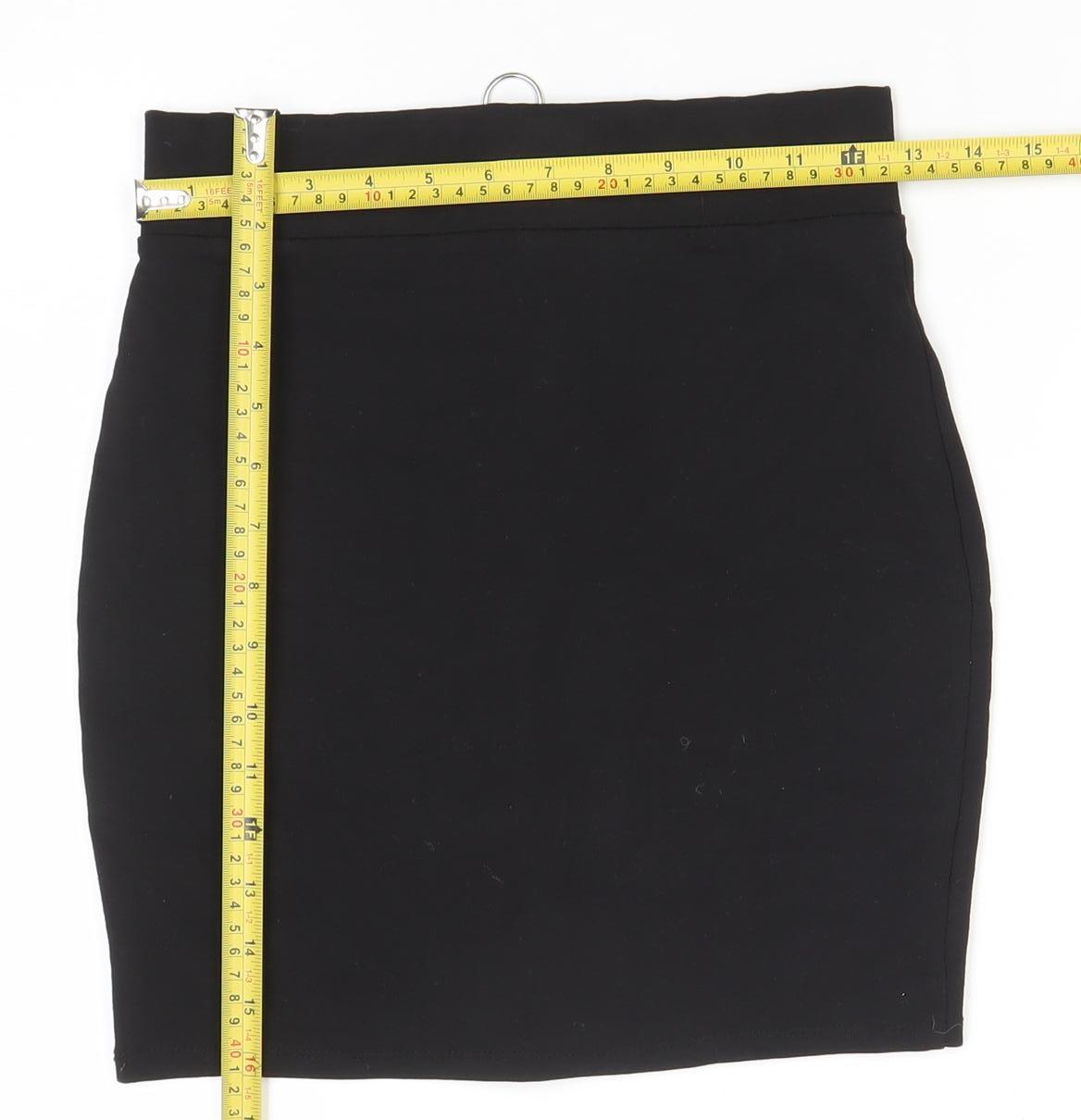 Bershka Womens Black High Rise Stretch Pencil Skirt Size S