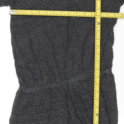 AllSaints Women Grey Short Sleeve Ruched T-Shirt Dress Size S