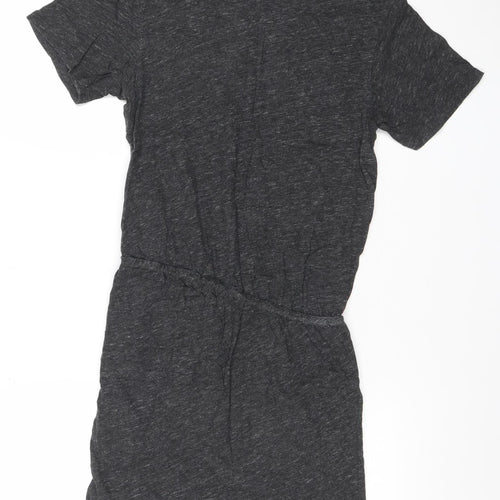 AllSaints Women Grey Short Sleeve Ruched T-Shirt Dress Size S
