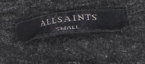 AllSaints Women Grey Short Sleeve Ruched T-Shirt Dress Size S