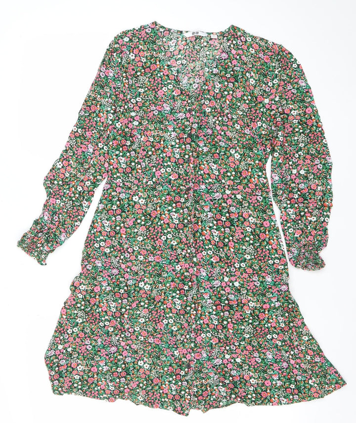 Uniqlo Women’s Multicoloured Floral Midi A-Line Dress XS
