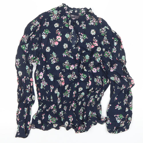 Marks and Spencer Womens Blue Floral Long Sleeve Tunic Blouse Size 10