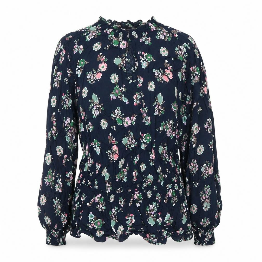Marks and Spencer Womens Blue Floral Long Sleeve Tunic Blouse Size 10